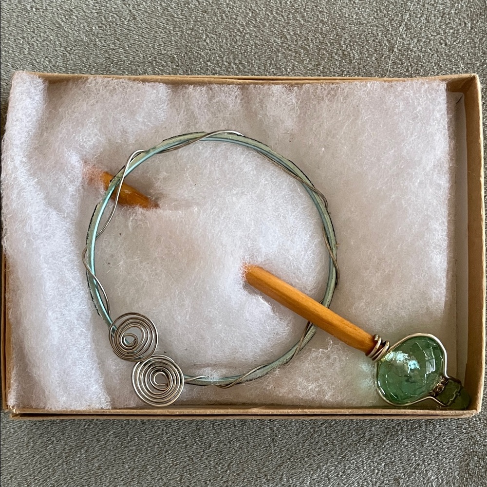 Hand crafted Silver and Aqua Marine Spiral Scarf Ring